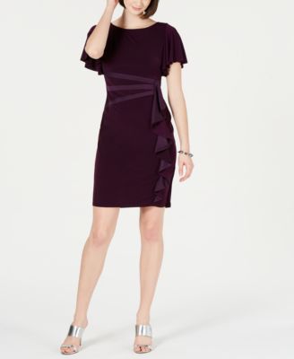 Jessica Howard Women's Ruffle Sleeve Scuba Crepe Midi Dress Pink Size 10