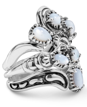 image of American West White Mother of Pearl Three Piece Ring Set in Sterling Silver