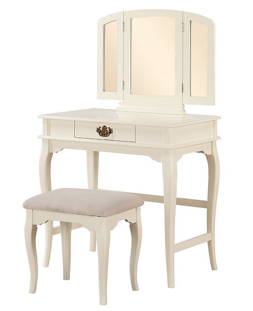 Linon Home Décor Brinley Vanity Set with Bench and Mirror & Reviews