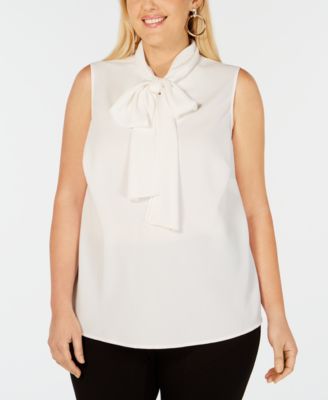 sleeveless bow neck blouse