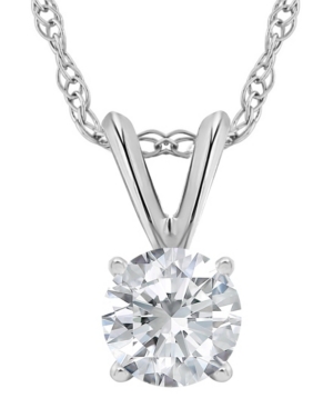 image of Certified Round Diamond Solitaire Pendant Necklace (1 ct. t.w.) in 14k White Gold or Yellow Gold