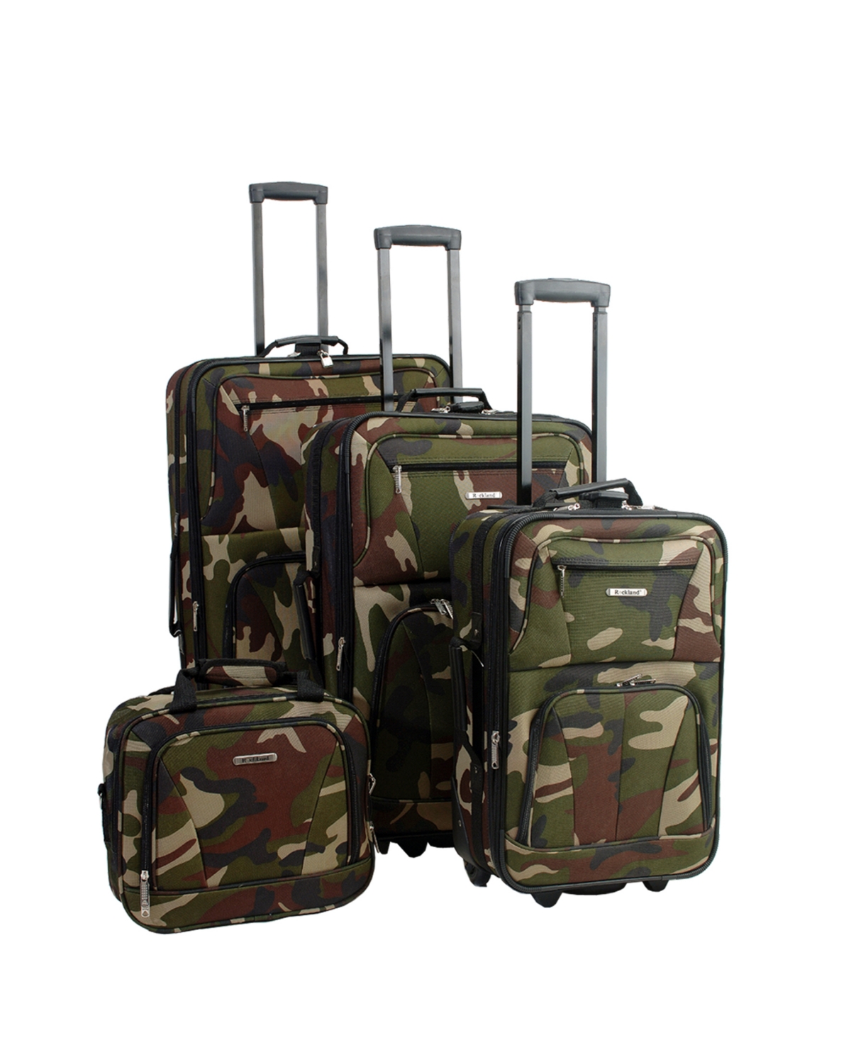Rockland 4 Pc. Softside Luggage Set White Dots on Pink Smart Closet