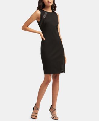 DKNY - Sheath Dress With Faux-Leather Trim