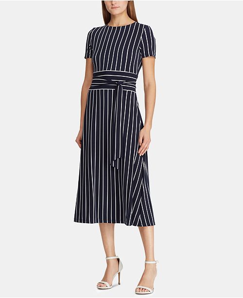 Lauren Ralph Lauren Belted Striped Dress & Reviews - Dresses - Women ...