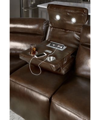 Furniture Oaklyn 6-Pc. Leather Sectional Sofa with 3 Power Recliners, Power Headrests, USB Power Outlet & 2 Drop Down Tables