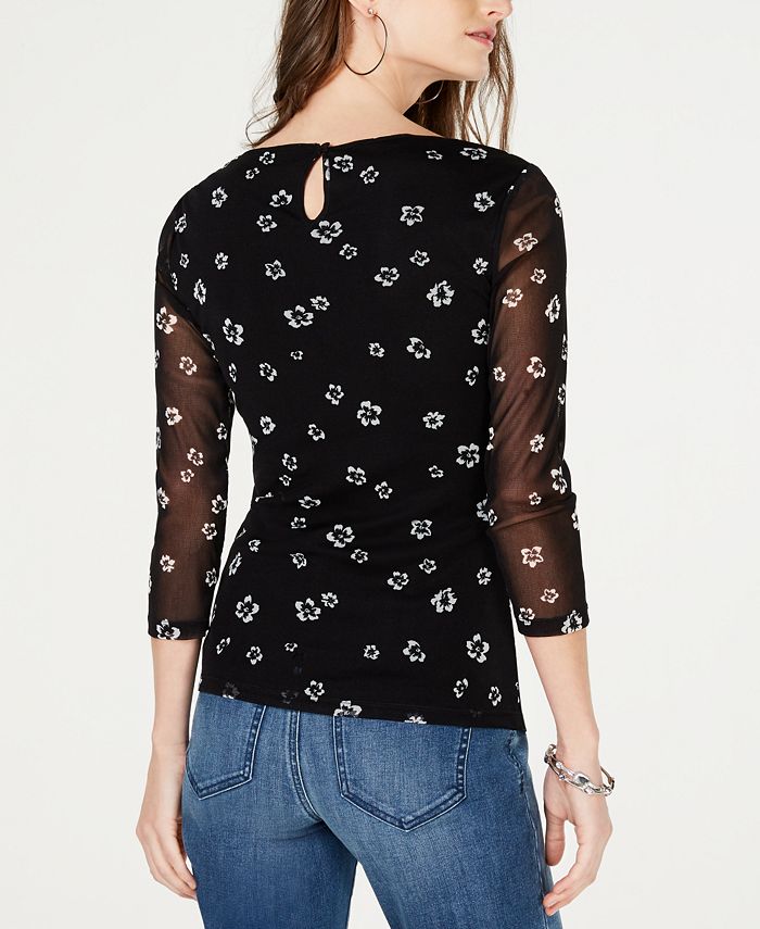 Illusion Denim Mesh Top