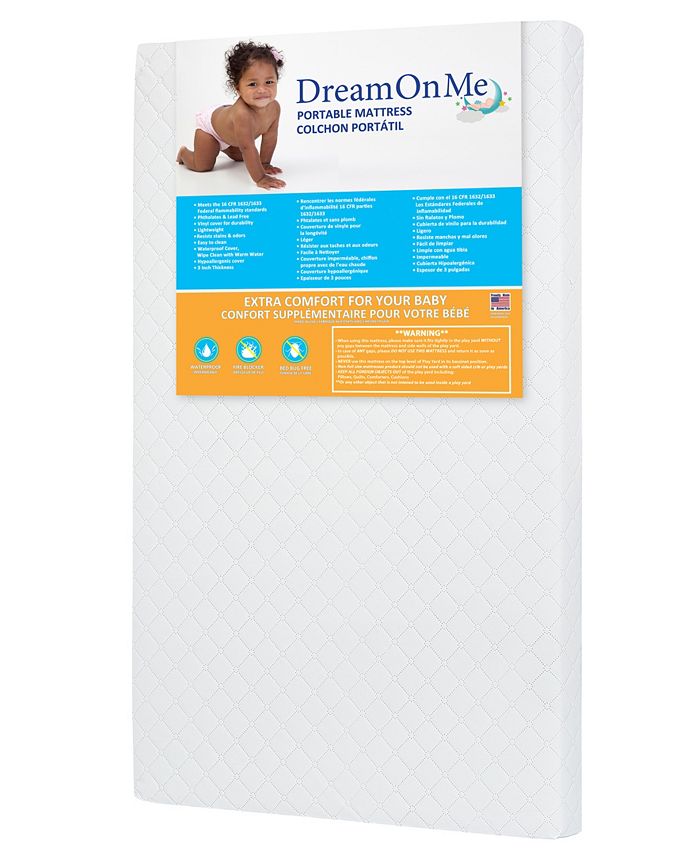 Dream On Me 3'' Extra Firm Portable Crib Mattress, White Macy's