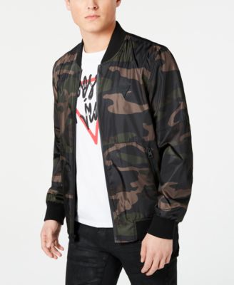 guess men's bomber jacket with removable hooded inset