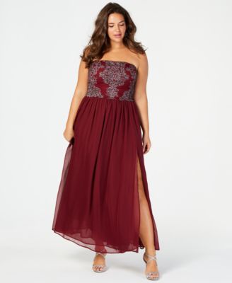 macy's burgundy formal dress