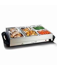 Buffet Server, Food Warmer with 4 Removable Sectional Trays, Heated Warming Tray and Removable Tray Frame