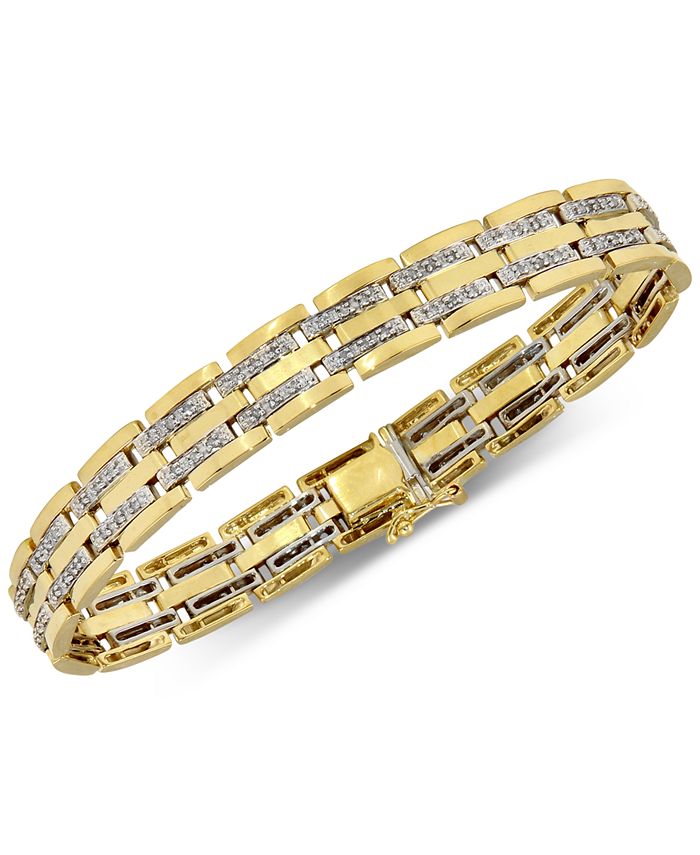 Macy's Men's Diamond (1 ct. t.w.) Bracelet in 10k Gold - Macy's