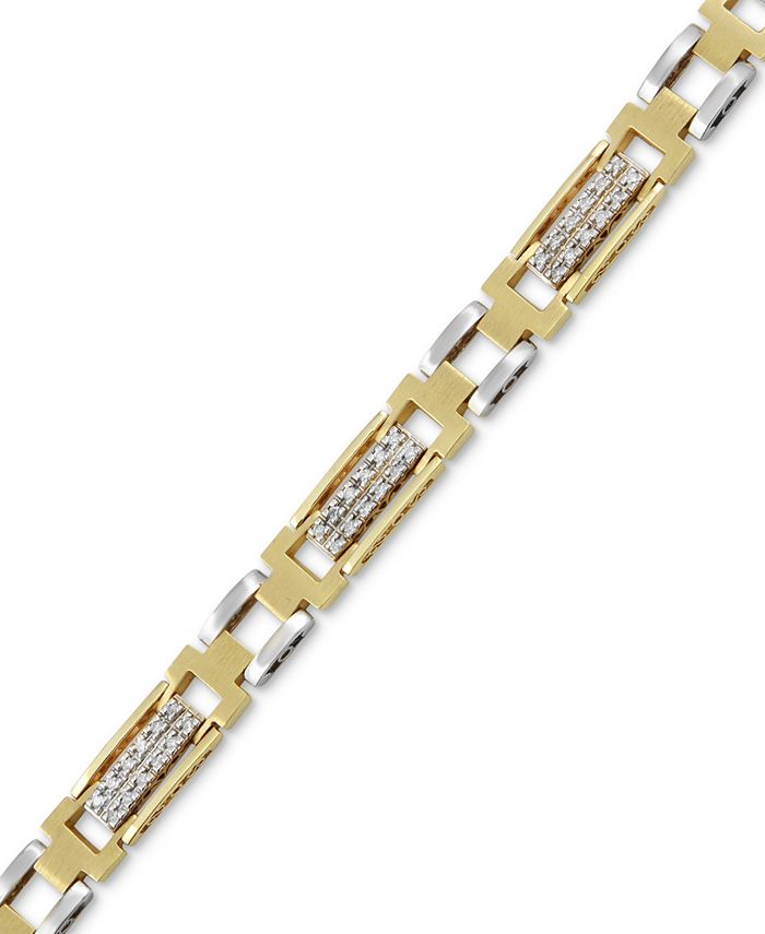 Macy's Men's Diamond (1 ct. t.w.) Bracelet in 10k Yellow & White Gold Macy's