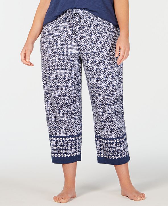 Charter Club Plus Size Soft Knit Cotton Pajama Pants, Created for Macy ...