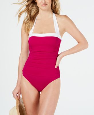 Lauren Ralph Lauren Tummy Control Ruched Halter One Piece Swimsuit Macy s