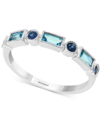 Blue Topaz (1/3 ct. t.w.) and Sapphire (1/5 ct. t.w.) Ring in 14k White Gold