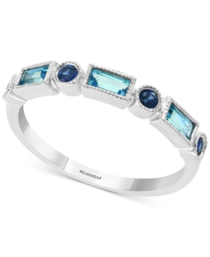 image of Blue Topaz (1/3 ct. t.w.) and Sapphire (1/5 ct. t.w.) Ring in 14k White Gold