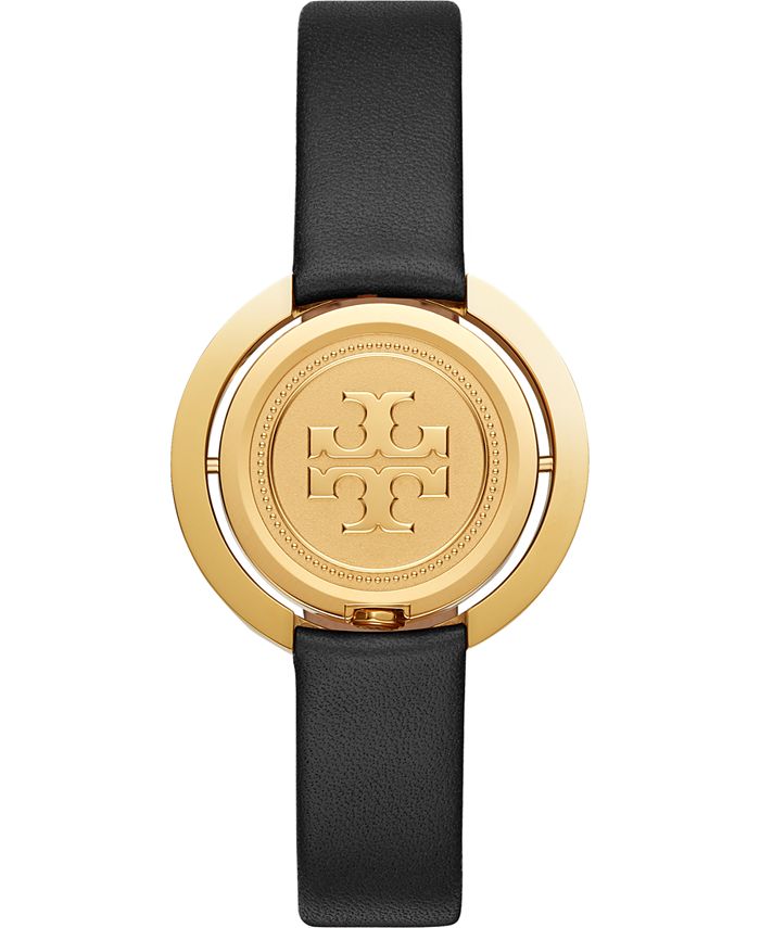 Tory Burch Women's Grier Black Leather Strap Watch 26mm & Reviews - All ...