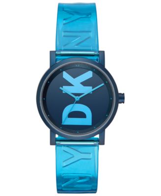 DKNY - Women's Soho Ocean Blue Polyurethane Strap Watch 34mm