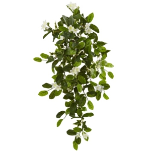 Nearly Natural 19" Mixed Stephanotis And Ivy Hanging Artificial Plant, Set Of 4 In Green