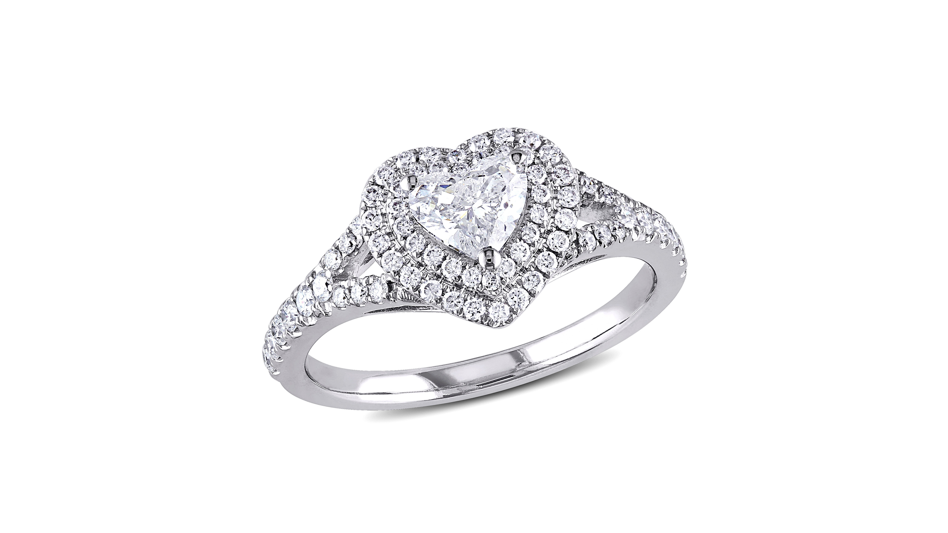 Certified Diamond (1 ct. t.w.) Heart-Shape Double Halo Engagement Ring 14k White Gold