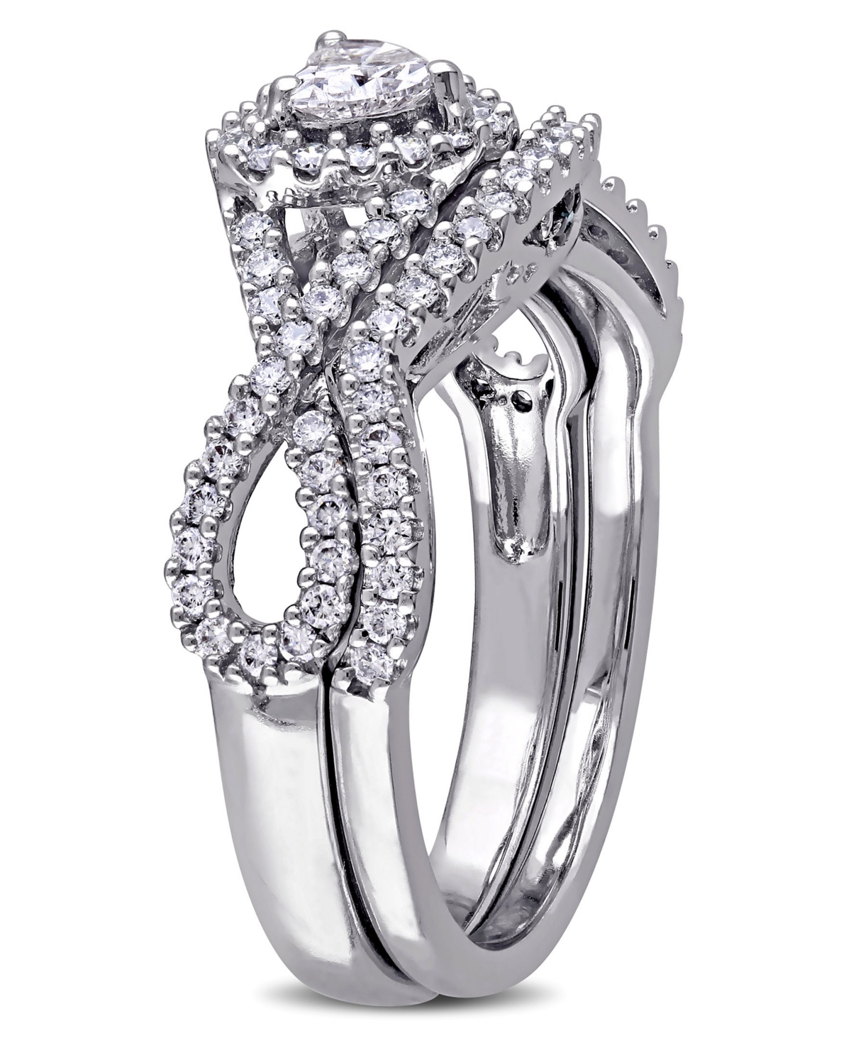 Certified Diamond (3/4 ct. t.w.) Heart-Shape Infinity Bridal Set in 14k- White Gold