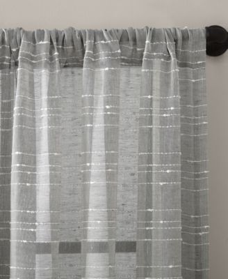 Textured Slub Stripe Anti-Dust Linen Blend Sheer Curtain Panel