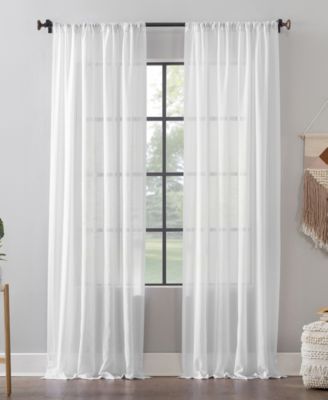 Clean Window - Leno Weave Stripe Anti-Dust Curtain Panel, 52" W x 84" L, White