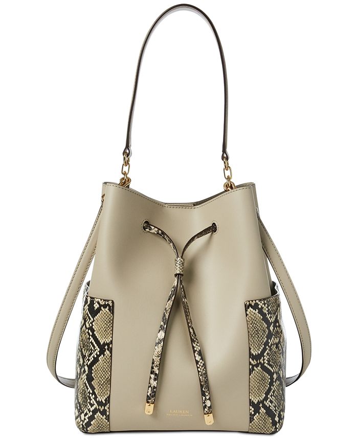 Lauren Ralph Lauren Dryden Debby Python-Embossed Drawstring Bag - Macy's