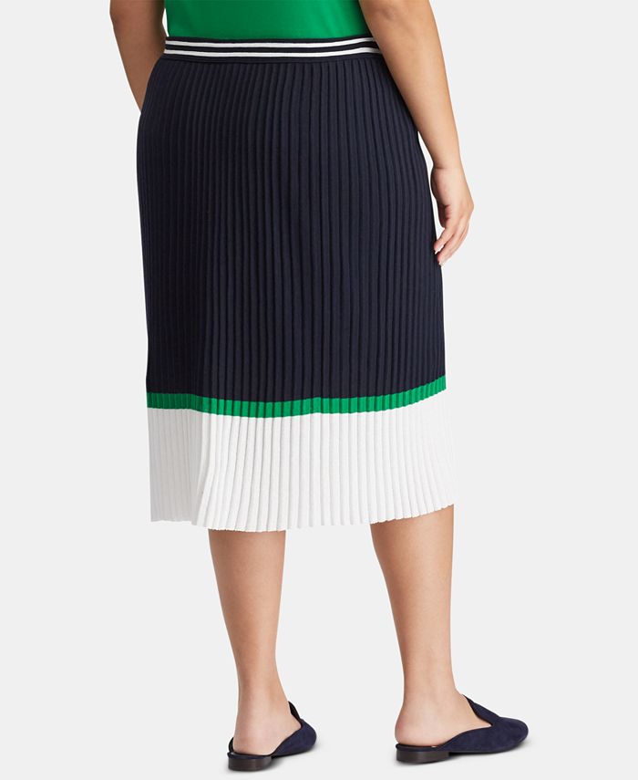 Lauren Ralph Lauren Plus Size Colorblocked Cotton Skirt - Macy's