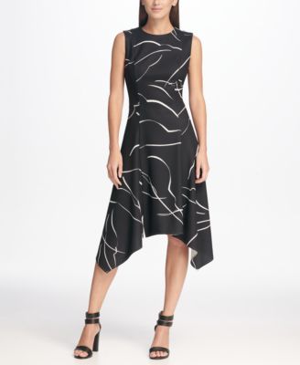 DKNY Graphic Print Handkerchief Hem Dress - Macy's