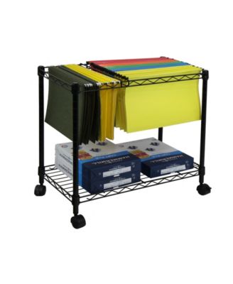 Portable 1-Tier Metal Rolling File Cart