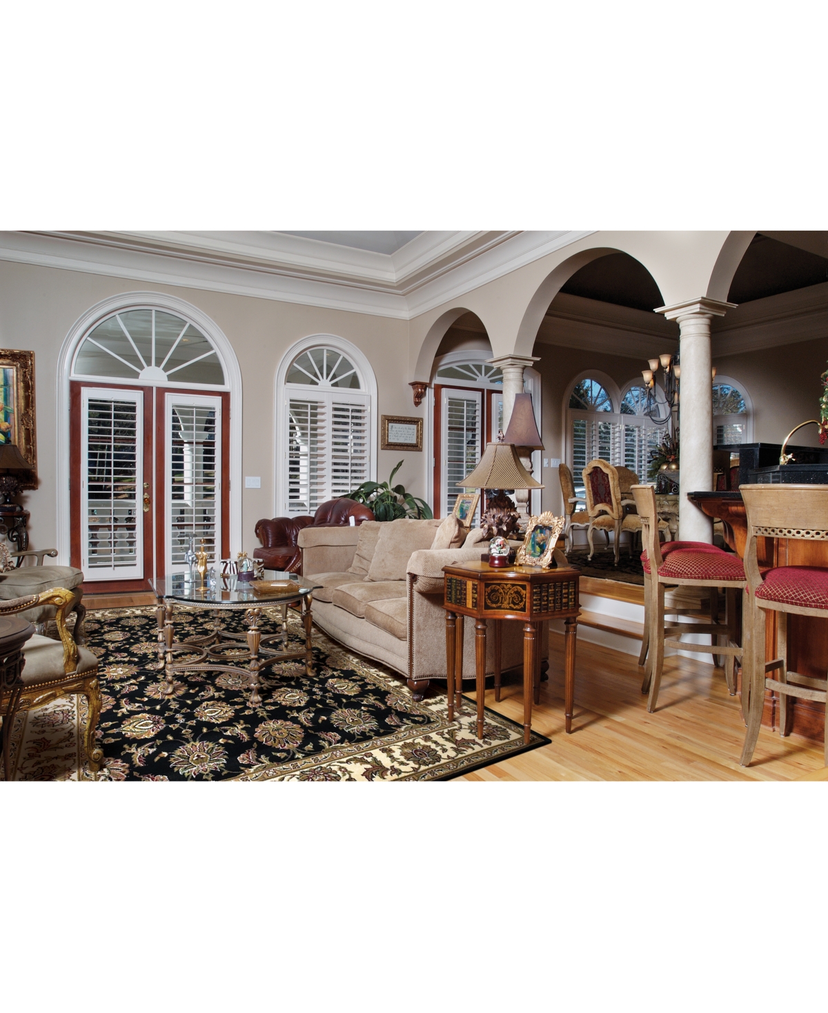 Kas Cambridge Kashan Area Rug - 7313 Black/Ivory