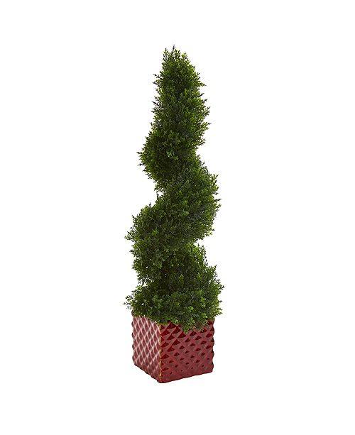 Nearly Natural 26 Cedar Spiral Artificial Topiary Tree In Red