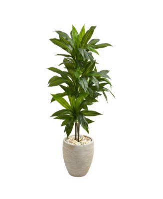 Nearly Natural 4' Dracaena Artificial Plant in Sand Colored Planter ...