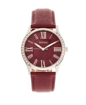 image of Bertha Quartz Sadie Burgundy Genuine Leather Watch, 36mm