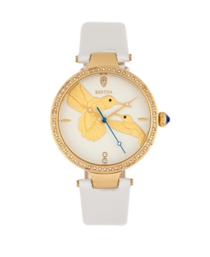 image of Bertha Quartz Nora White Genuine Leather Watch, 38mm