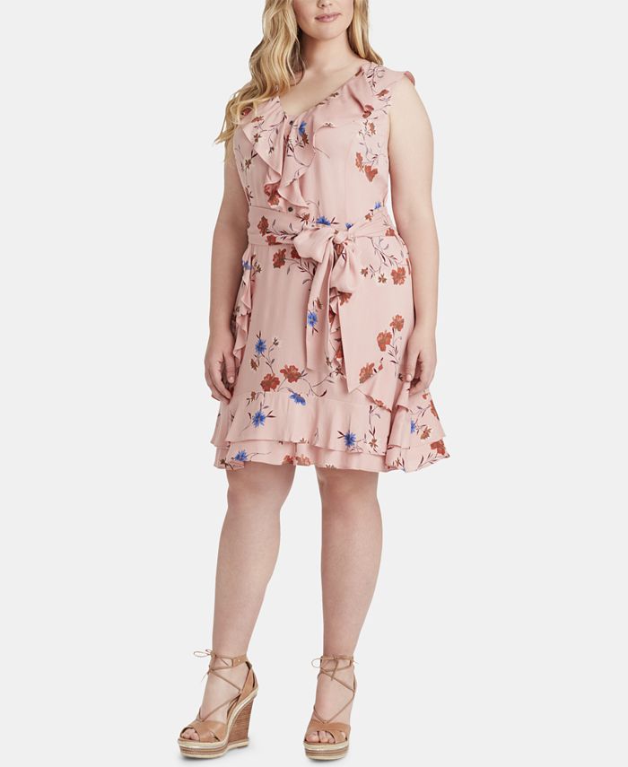 Jessica Simpson Trendy Plus Size Nimah Ruffle Tie Dress - Macy's