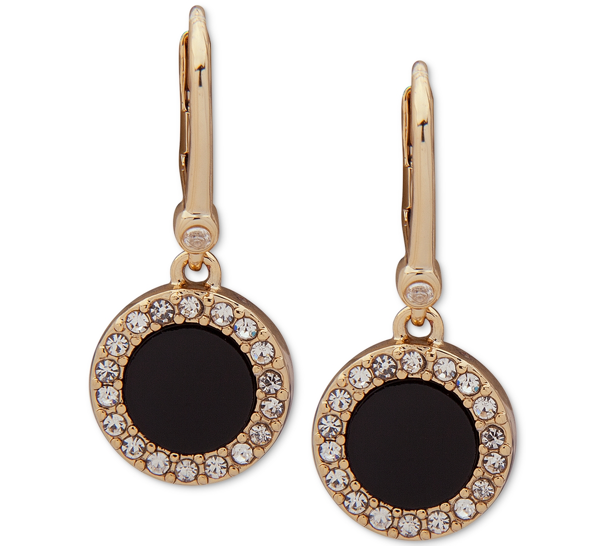 Pave & Stone Small Drop Earrings - Black