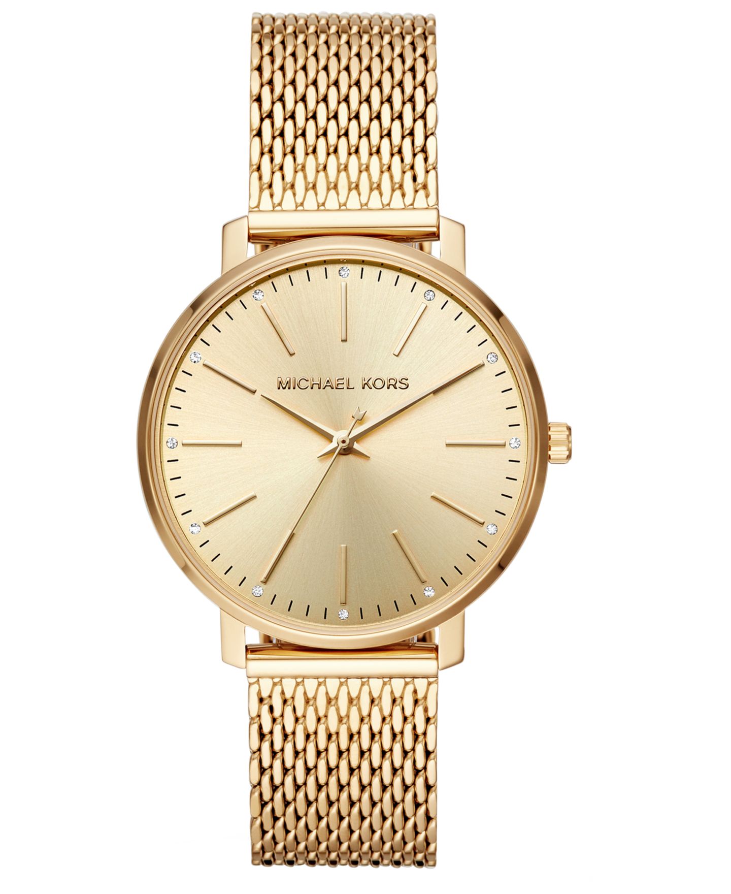 Женские часы Michael Kors Pyper Gold-Tone Stainless Steel Mesh Bracelet Watch 38mm — фото 1