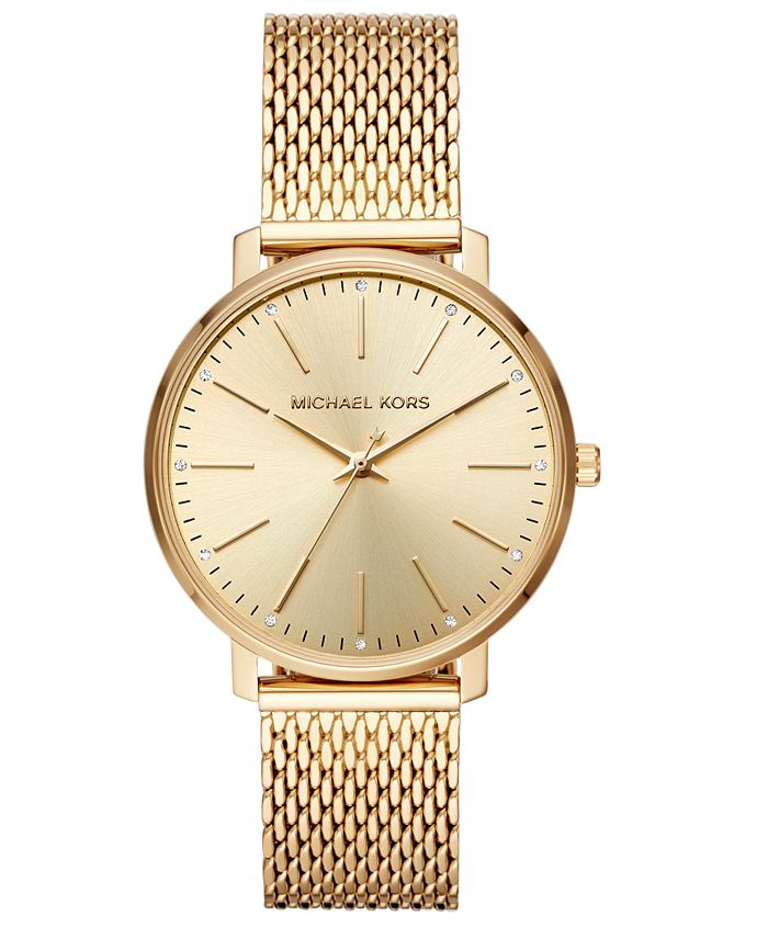 Michael Kors Pyper Gold-Tone Steel Mesh Bracelet Watch & Reviews - Macy's