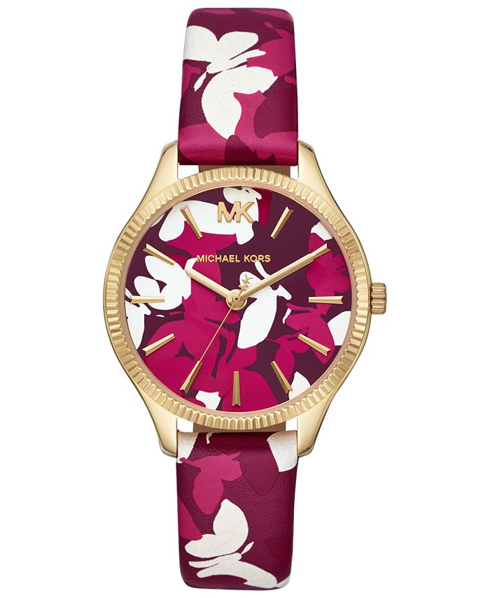Michael Kors Women s Lexington Pink Camo Butterfly Leather Strap
