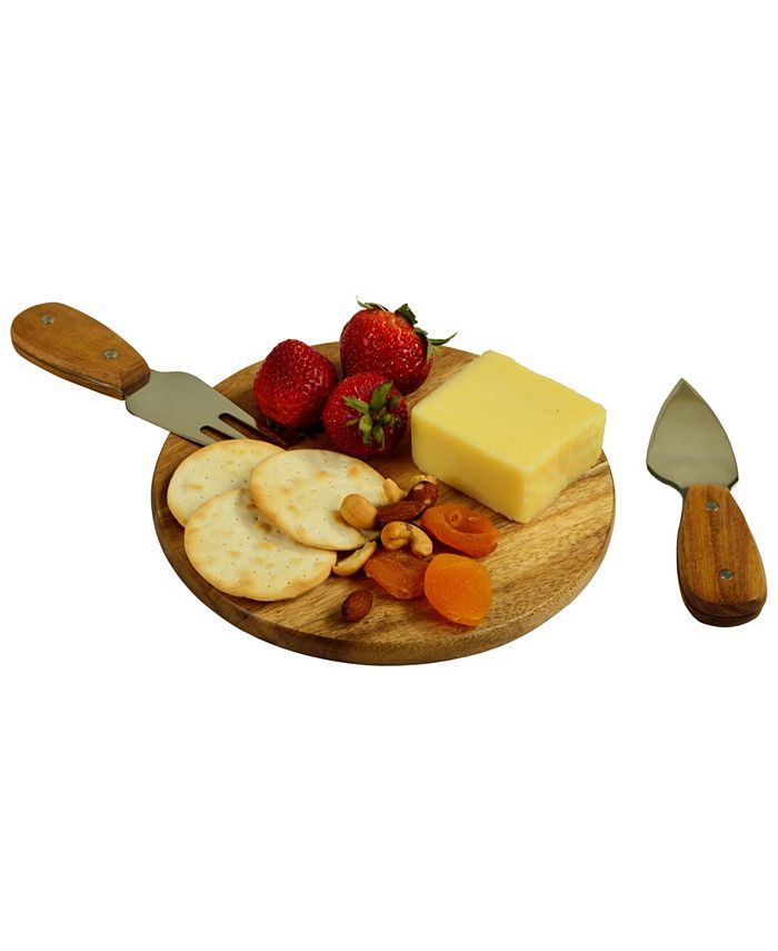 Picnic At Ascot Bristol Acacia Cheese Board and Knife Set in Natural