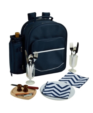 Picnic At Ascot Deluxe 2 Person Picnic Backpack Cooler With Insulated Wine Pouch In Indigo