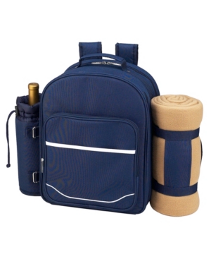 Picnic At Ascot Deluxe 2 Person Picnic Backpack Cooler With Insulated Wine Pouch In Green