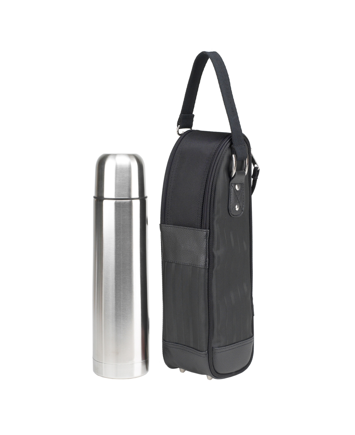Stylish Coffee Tote with Thermal Flask - Black
