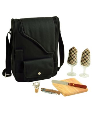 Bordeaux Insulated Wine and Cheese Tote - Glass Wine Glasses
