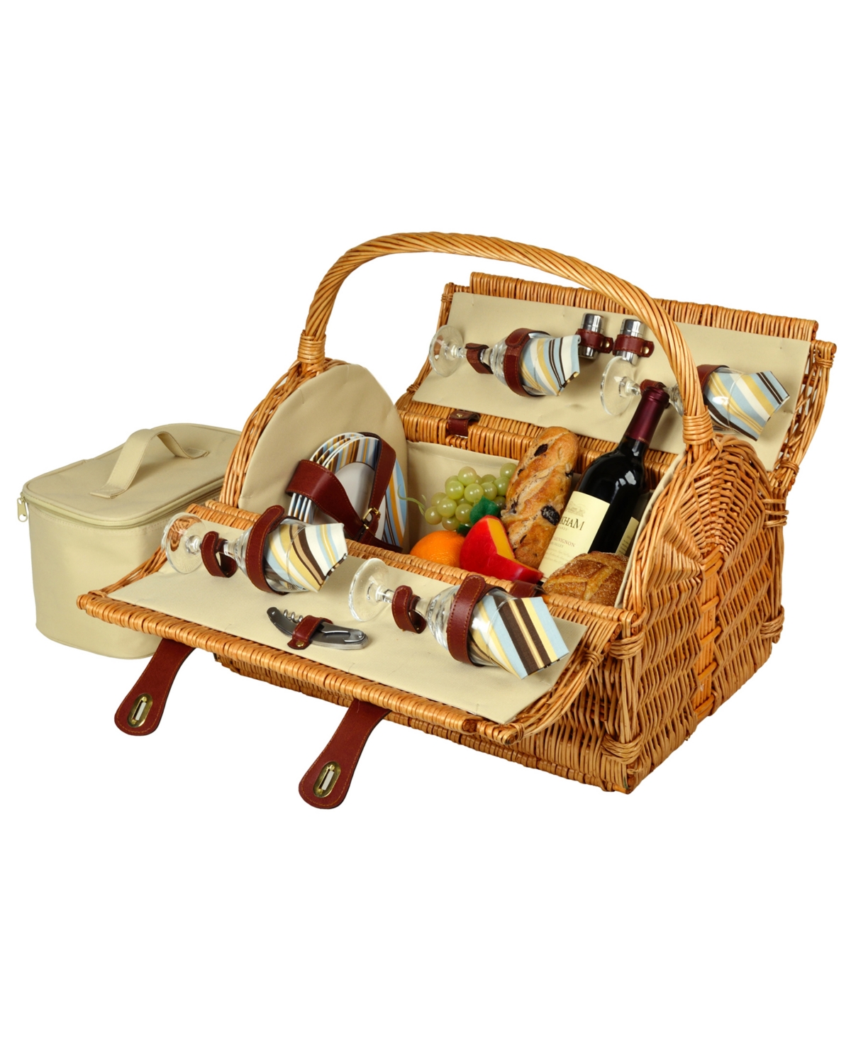 Yorkshire Willow Picnic Basket with Service for 4 - Turquoise