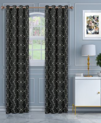 Soft Quality Woven, Imperial Trellis Blackout Thermal Grommet Curtain Panel Pair, Set of 2, 52" x 108"
