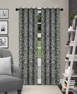 Leaves Room Darkening Grommet 2-Panel Curtain Set