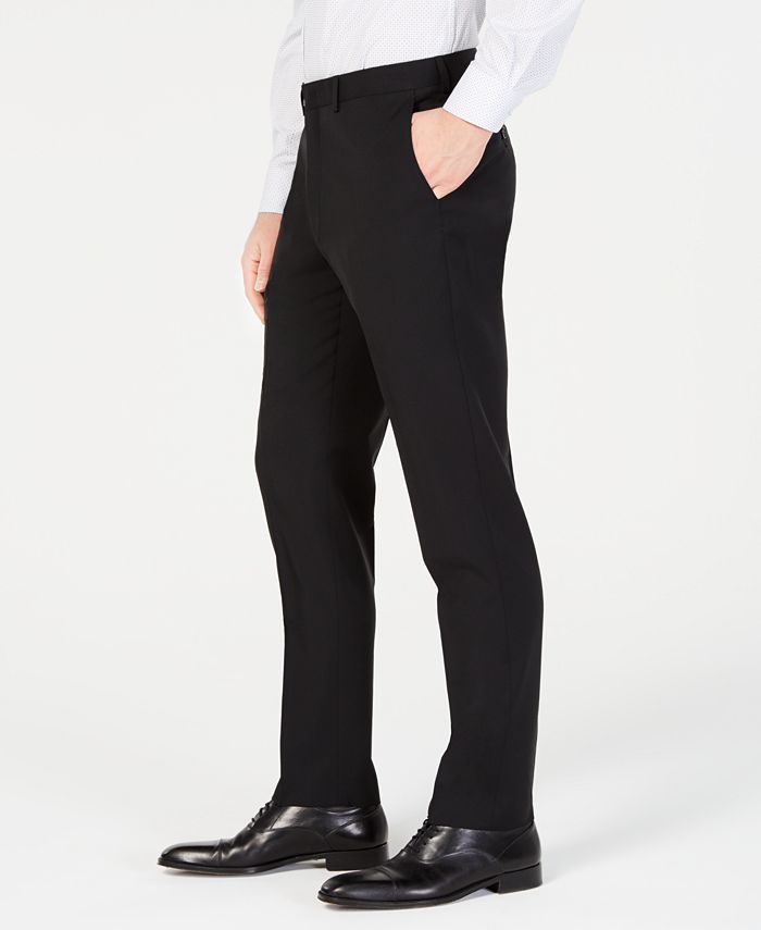DKNY Men's ModernFit Stretch Black Solid Suit Pants Macy's